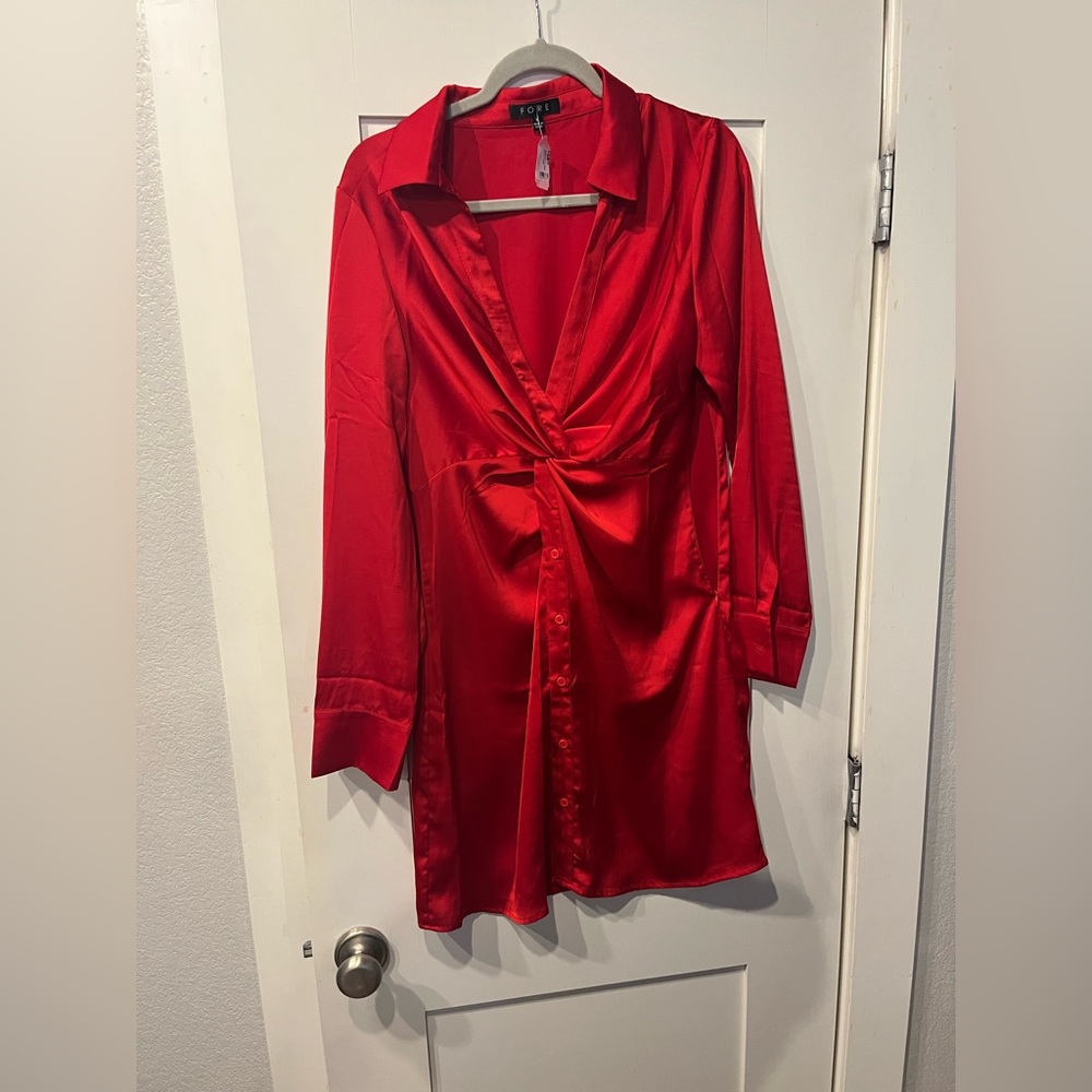 Red silk dress